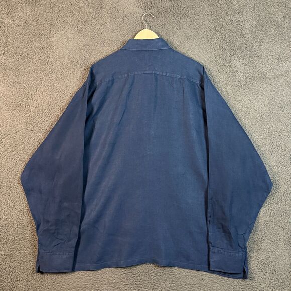 Proper Cloth Shirt Mens 4XL Blue Linen Long Sleeve Button Up Baird McNutt - Picture 7 of 12